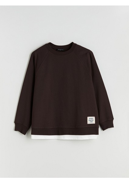 Yeni Sezon Bisiklet Yaka Oversize Kadın Sweatshirt indirimleri