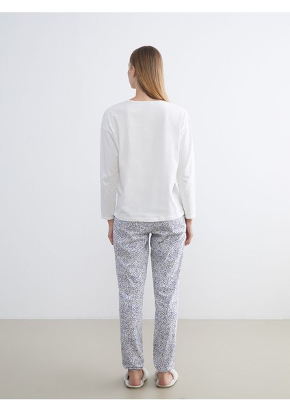 Yeni Sezon Bisiklet Yaka Baskılı Kadın Pijama Takımı fırsatları