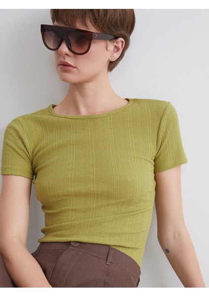 Yeni Sezon Bisiklet Yaka Dokulu Kadın Tişört modelleri