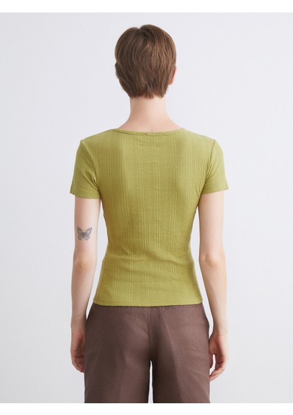 Yeni Sezon Bisiklet Yaka Dokulu Kadın Tişört fırsatları