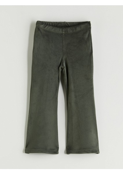 Yeni Sezon Beli Lastikli Ispanyol Paça Kadife Kız Çocuk Tayt