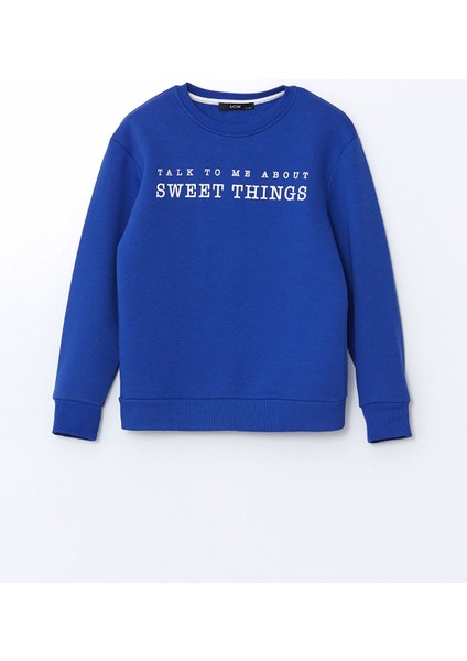 Yeni Sezon Bisiklet Yaka Baskılı Kız Çocuk Sweatshirt