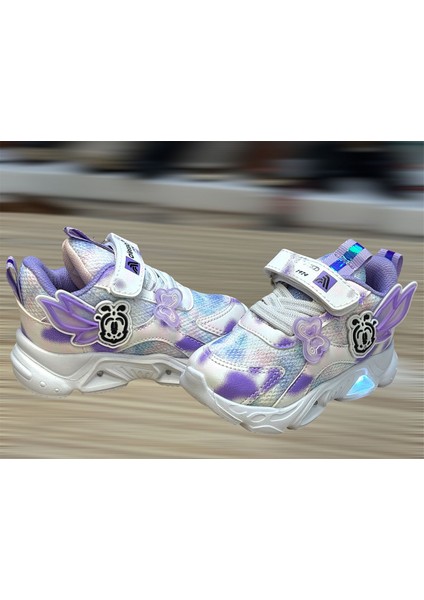 Kelebek Desenli Ortopedik Işıklı Kız Bebek Çocuk Spor Ayakkabı modelleri