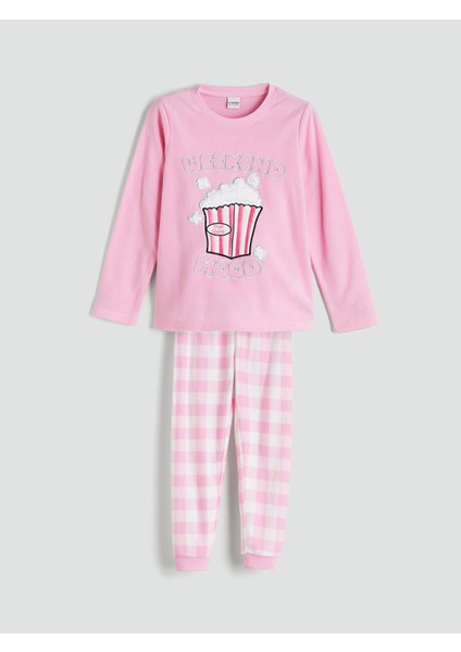 Yeni Sezon Bisiklet Yaka Polar Kız Çocuk Pijama Takımı