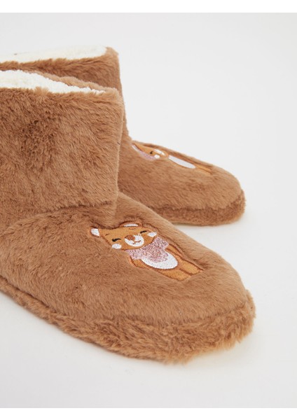 Yeni Sezon Nakışlı Pelüş Kız Çocuk Ev Botu Panduf fırsatları