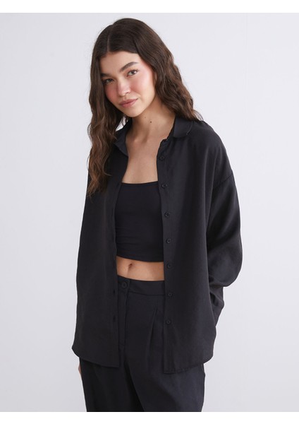 Yeni Sezon Modal Karışımlı Oversize Kadın Gömlek
