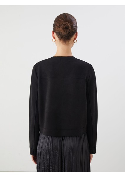 Yeni Sezon Bisiklet Yaka Süet Görünümlü Kadın Ceket fırsatları