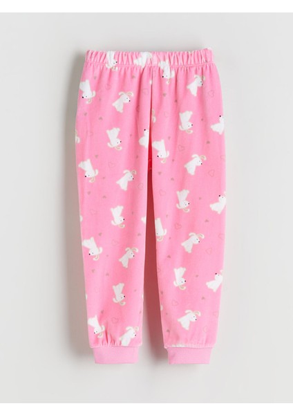 Yeni Sezon Bisiklet Yaka Baskılı Kız Çocuk Pijama Takımı modelleri