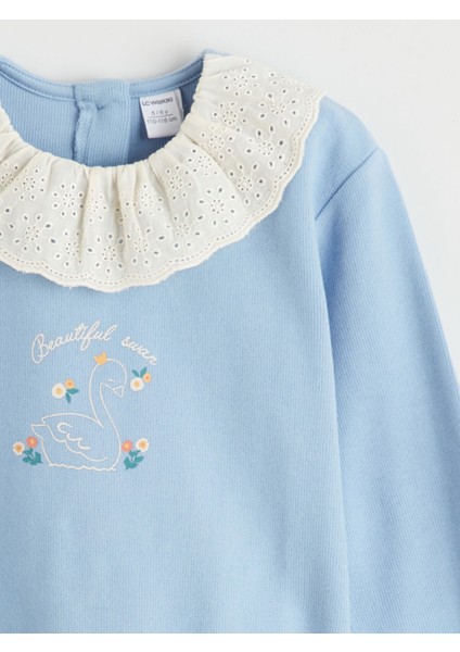 Yeni Sezon Bisiklet Yaka Çiçekli Kız Çocuk Sweatshirt 2'li indirimleri