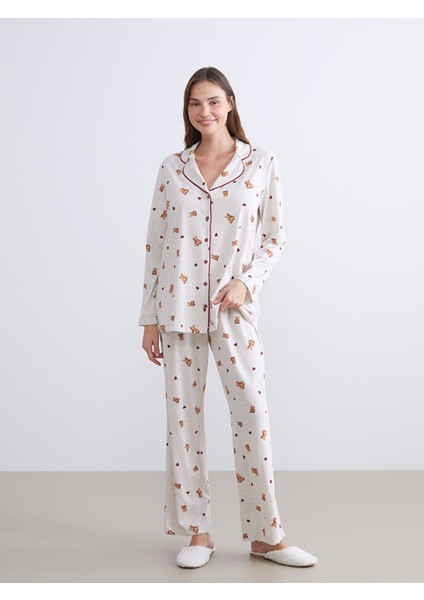 Yeni Sezon Gömlek Yaka Hamile Pijama Takımı