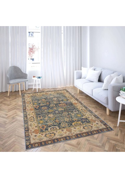 Marti Çerçeveli Bej Polyester ve Pamuklu Yıkanabilir Kaydırmaz Taban Dijital Baskı Halı fiyatları