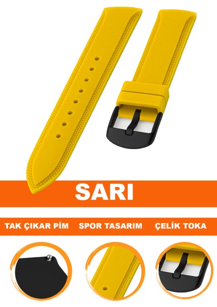 18MM-20MM-22MM-24MM Fossil-Welder-Casio-Seiko-Omega-Armani Saat Uyumlu Silikon Saat Kordonu Kayışı S01A18-07