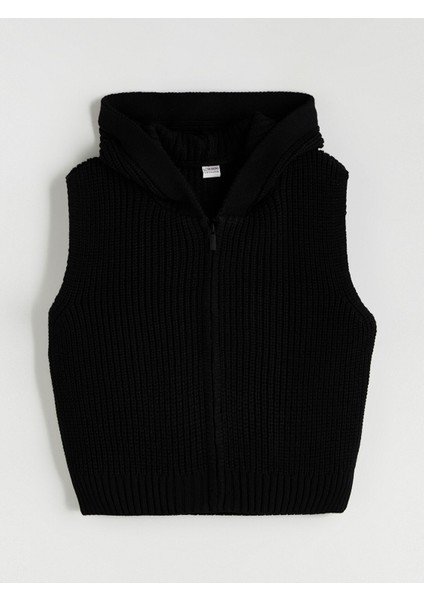 Yeni Sezon Kapüşonlu Kız Çocuk Triko Yelek