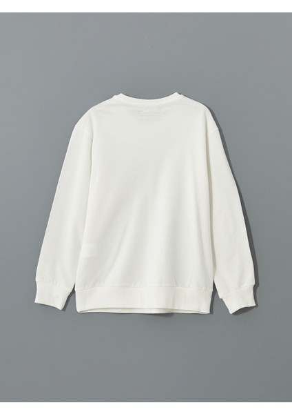 Yeni Sezon Bisiklet Yaka Baskılı Kız Çocuk Sweatshirt modelleri