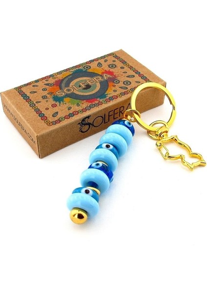 Hakiki Murano Cam Nazar Boncuklu Çanta Süsü Kedi Charm Anahtarlık KY054