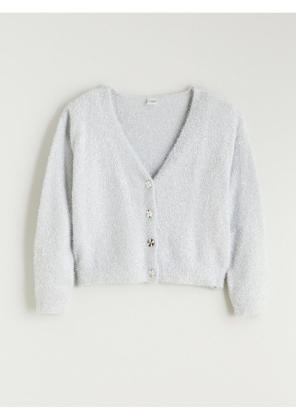 Yeni Sezon V Yaka Kız Çocuk Triko Hırka