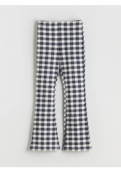 Yeni Sezon Beli Lastikli Ekose Kız Çocuk Tayt