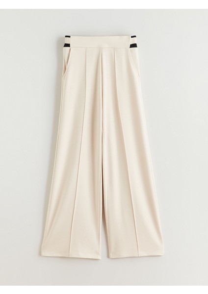 Yeni Sezon Beli Lastikli Geniş Paça Kadın Pantolon