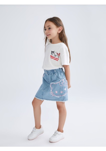 Yeni Sezon Hello Kitty Kız Çocuk Jean Etek
