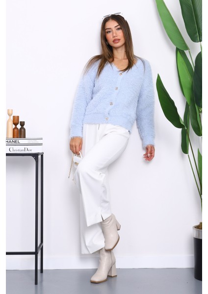 Bebe Mavi Dümeli Kısa Angora Yumoş Triko Hırka fiyatları