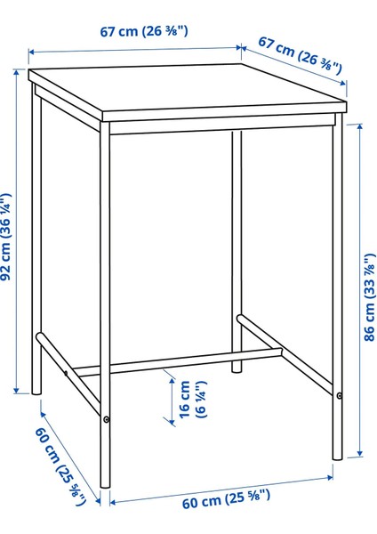 Sandsberg Bar Masası Siyah 2 Kişilik 67 x 67 Cm fiyatları