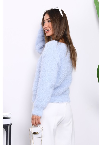 Bebe Mavi Dümeli Kısa Angora Yumoş Triko Hırka fırsatları