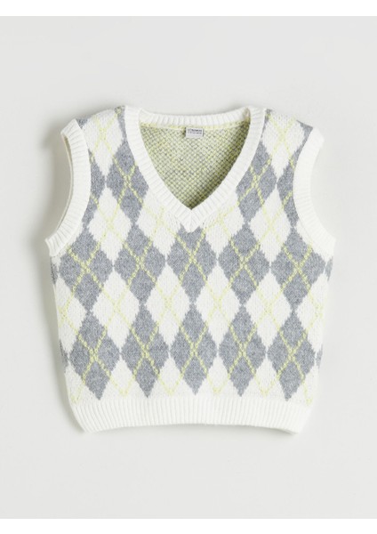 Yeni Sezon V Yaka Kız Çocuk Triko Süveter modelleri