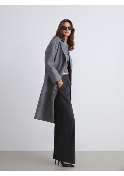 Yeni Sezon Kruvaze Yaka Kadın Kaşe Kaban