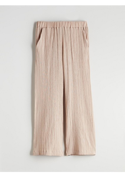 Yeni Sezon Beli Lastikli Dokulu Kız Çocuk Pantolon