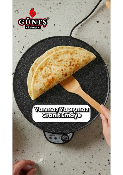 TRENDHANE Güneş Katmer Katmer Sacı 50 cm | Yapışmaz Emaye Kaplama I 2000 VoltI Gözleme Tavası - Emaye Gövde, Ayarlanabilir Sıcaklık, Enerji Tasarrufu