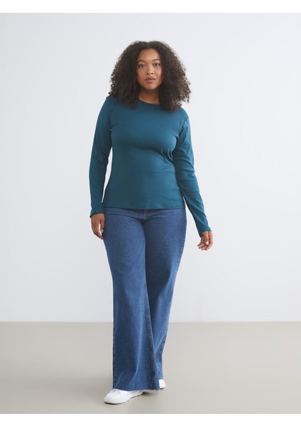 Yeni Sezon Büyük Beden Bisiklet Yaka Kadın Tişört modelleri