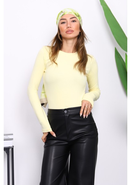 Sarı Bisiklet Yaka Modal Bluz modelleri