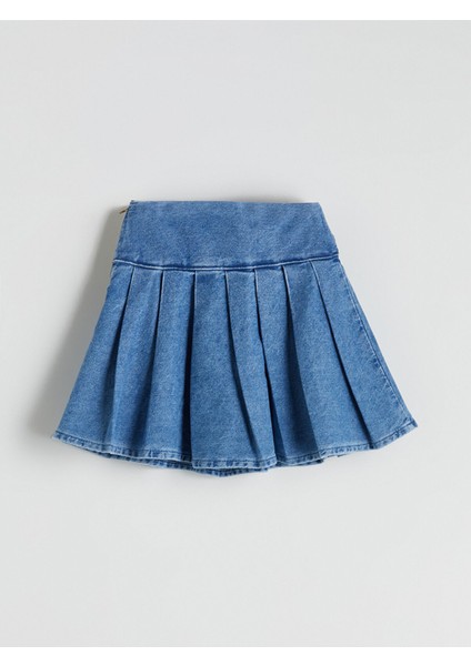 Yeni Sezon Basic Pileli Kız Çocuk Jean Etek fırsatları