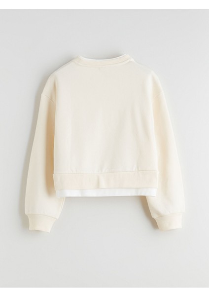 Yeni Sezon Bisiklet Yaka Kız Çocuk Sweatshirt fırsatları