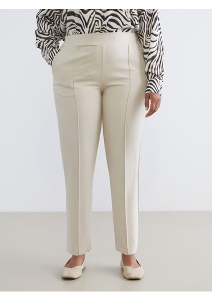 Yeni Sezon Büyük Beden Beli Lastikli Kadın Cigarette Pantolon modelleri