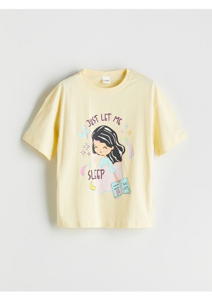 Yeni Sezon Bisiklet Yaka Kız Çocuk Pijama Üst
