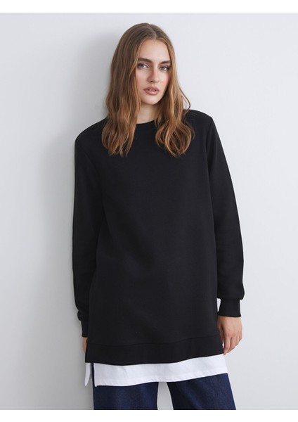 Yeni Sezon Bisiklet Yaka Kadın Sweatshirt Tunik