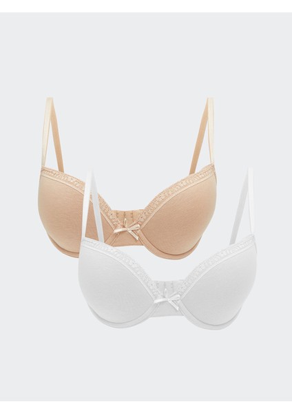 Yeni Sezon Balenli Dolgusuz Düz Tişört Sütyen 2'li