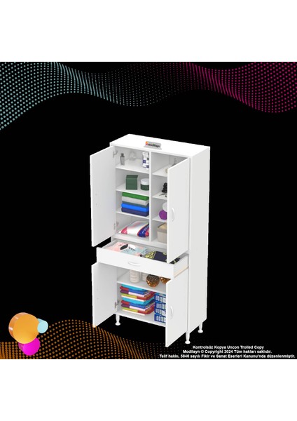 Bellis Banyo ve Mutfak Dolabı 80 cm Tek Çekmece 4 Kapak 7 Raf 10 Bölme 80x173x32,5 cm fırsatları