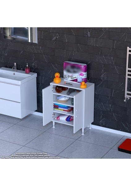 Annus 2 Kapaklı 4 Göz Raf Dolap Kapak ve Raf Detaylı Çok Amaçlı Dolap 65x75x32,5 cm