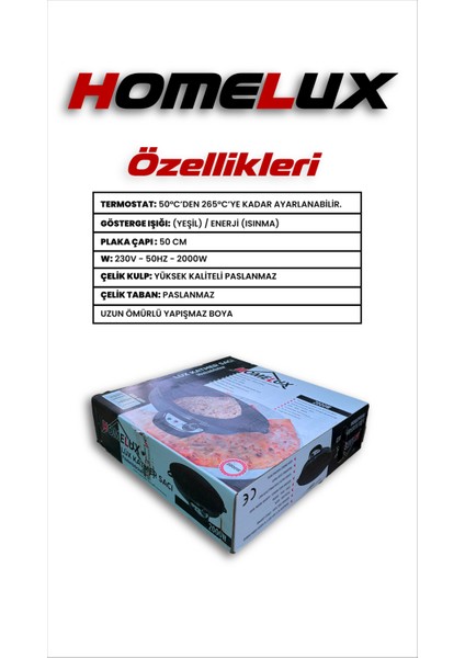 Homelux Katmer Sacı 50 cm | Yapışmaz Emaye Kaplama L 2000 Volt