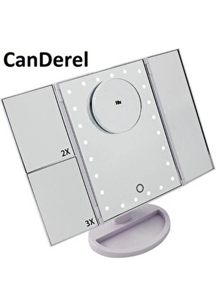 24 LED Işıklı Masa Üstü Profesyonel Makyaj Aynası Katlanabilir 1X-2X-3X+10X Hd Zoomlu Beyaz fiyatları