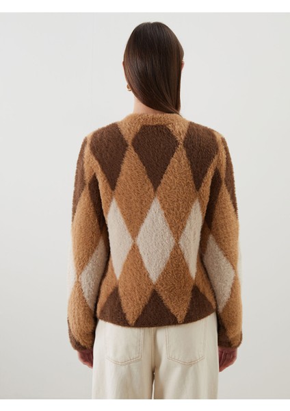 Yeni Sezon Bisiklet Yaka Renk Bloklu Kadın Triko Hırka indirimleri