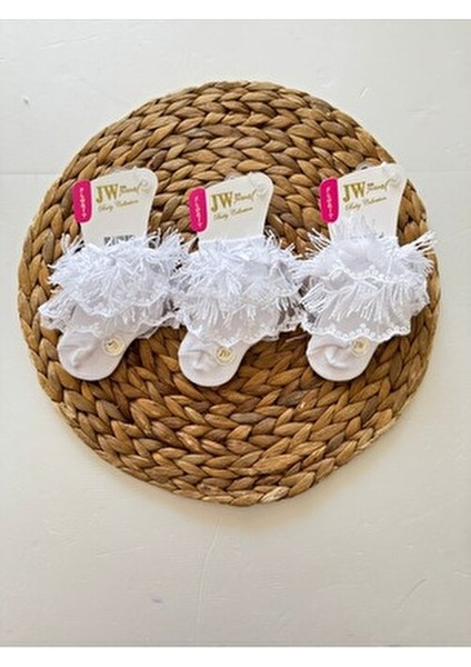 Pamuklu Kız Bebek Patik Çorap Dantel Fırfırlı 3 Lü Set Kombin