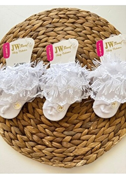 Pamuklu Kız Bebek Patik Çorap Dantel Fırfırlı 3 Lü Set Kombin fiyatları