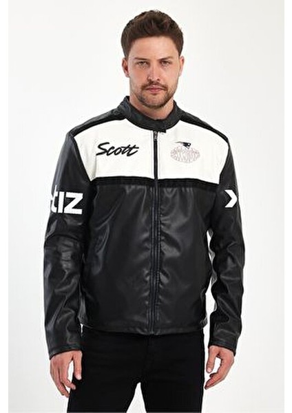 Erkek Oversize Transfer Baskılı Motorcu Biker Ceket Yarışçı Kolej Mont Şeritli Fermuarlı Mont fiyatları