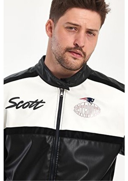 Erkek Oversize Transfer Baskılı Motorcu Biker Ceket Yarışçı Kolej Mont Şeritli Fermuarlı Mont fırsatları