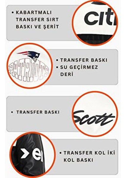 Erkek Oversize Transfer Baskılı Motorcu Biker Ceket Yarışçı Kolej Mont Şeritli Fermuarlı Mont