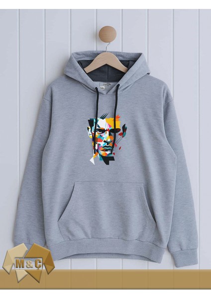 Erkek Kapşonlu Uzun Kollu Sweatshirt Mevsimlik 2 Ip Cristiano Özel Tasarım Cepli Büyük Beden Hodie