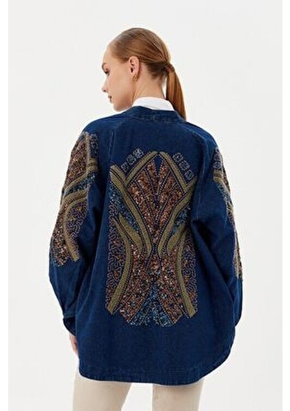 Koyu Mavi Denim Kimono